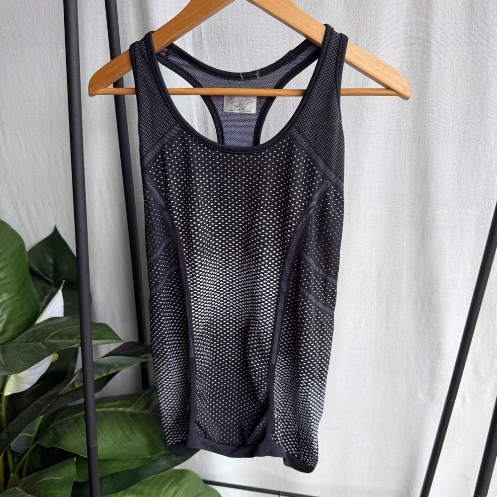 Athleta B/W Polka Dot Cinch Front Athletic Tank / Size L